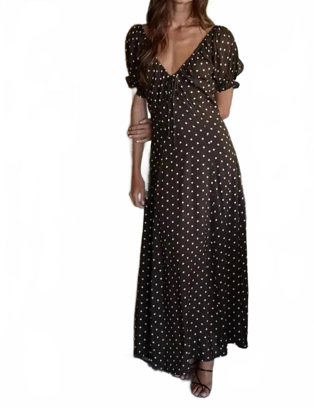 NEW BY TOGETHER charlie polka dot maxi dress in espresso